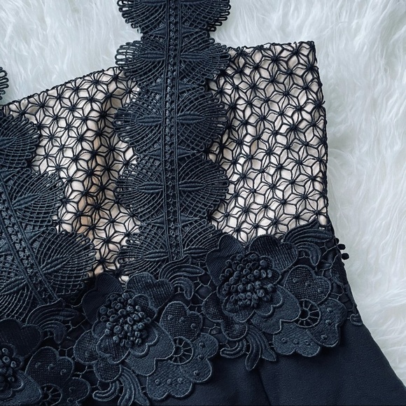 UNITEDWOOD Black Asymmetrical Lace Cocktail Sheer Dress Size 4 - Picture 5 of 13